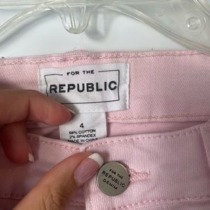 Frailed and Flared Light Pink Jeans